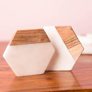 Posavasos de piedra de mármol y posavasos de forma redonda, taza hexagonal redonda de café, posavasos de mármol de madera, productos de gran venta - Product Image 4