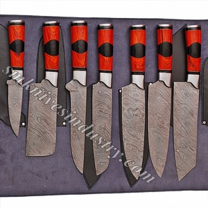Grandsharp — ensemble de 7 couteaux de cuisine faits à la main, damas avec kit en cuir (Smk1040) - Product Image 4