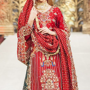 LEHENGA-MUSLIM--BRIDAL de cuentas de cristal para boda, cristal embellecedor DUPATTA, RESHAM,FULL OF DABKA, 2021 - Product Image 1
