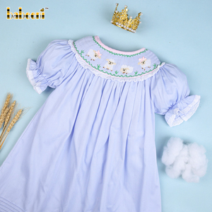 Vestido Azul Casual de Primavera para Niña con Cuello Redondo y Bordado a Mano - ODM Infantil 100% Algodón Certificado OEKO-TEX BB1960 - Product Image 1