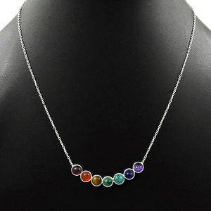 Vintage Design Multi Natural Gemstone Chakra <b>Necklace</b> Special 925 <b>Sterling</b> <b>Silver</b> One of a Kind <b>Necklace</b> for Women Girls Jewelry - Product Image 2