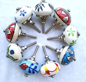 Super Ceramic Knobs Multicolor <b>Kitchen</b> Hand Painted Floral Antique Usage Home Dresser Door Cabinet Handmade Decorative Turquoise - Product Image 6