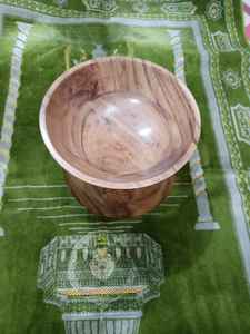 Saladier en bois d'acacia poli avec style ivoire et artisanat naturel de conception de plumes à des fins décoratives - Product Image 3