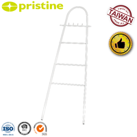 Porte-serviettes autoportant blanc avec 4 barres, étagère de rangement pour salle de bain, design minimaliste, construction en acier, support pour serviettes de bain