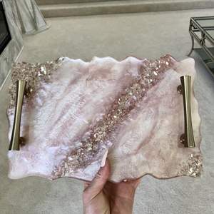 100 Epoxy White Resin <b>Tray</b> and Decorative Epoxy Resin <b>Tray</b> <b>with</b> <b>Handles</b> / Resin <b>Tray</b> and and 2 Size - Product Image 3