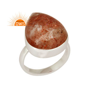 Nouvelle bague en pierre de soleil épaisse, fabricant de bijoux, bague en argent sterling 925 massif poli, collection classique - Product Image 1