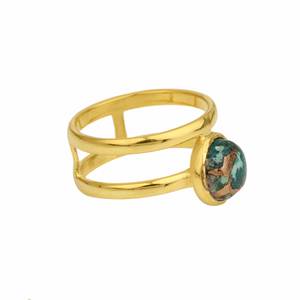 2025ขายดีที่สุดของผู้หญิง925สเตอริงเงินแท้วงแหวนคู่ chrysocolla อัญมณี8มม. แบบหนามเตยธรรมชาติ - Product Image 2