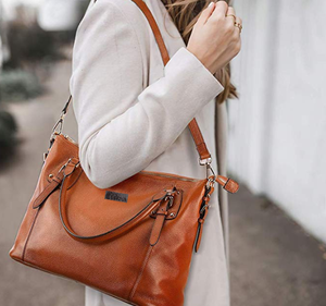 Most Selling Unique Women's Genuine Leather Handbags Shoulder Tote Organizer Top Handles Bag Satchel Designer Bag-Brown - Product Image 5