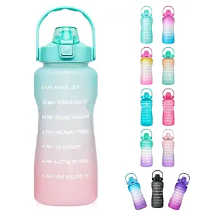 BPA Logo personalizzato gratuito personalizzato bambini rosa bere unico dotato di bottiglie d'acqua in plastica di vetro gallone con indicatore di tempo