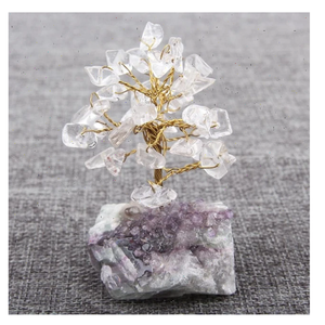 Life Tree Clear <b>Crystal</b> Money Tree Feng Shui <b>Ornament</b> on Fluorite Cluster Bas <b>Crystal</b> of Life Gemstone Tree Art Decoration Gifts - Product Image 2