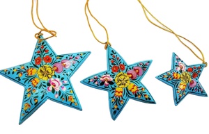 Lot de 3 étoiles suspendues en papier, MACHE washi, étoiles suspendues de noël - Product Image 5