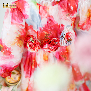 ชุดเจ้าหญิงวินเทจสำหรับสาวๆ Fabric-DR3250ผ้าชีฟองลายดอกไม้สวยๆ - Product Image 4