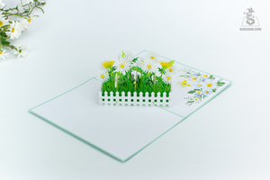 Belle carte de voeux de jardin artisanat Vietnam Vendeur-White Daisies Flower Pop-up Card Love Style Made Paper Perfect Souvenir - Product Image 3