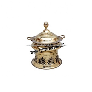 Hot Sale Luxury Brass <b>Chafing</b> <b>Dish</b> Gold-Plated Finish Casting Technique-round Serving <b>Dish</b> for Caterers Hotels Restaurants - Product Image 3