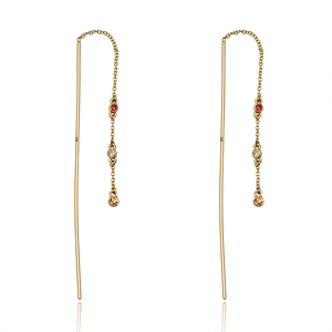 Trendy luxury gold plated 925 sterling <b>silver</b> white topaz gemstone long chain drop <b>earring</b> for <b>women</b> - Product Image 1