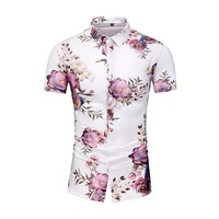 Nieuwe Stijl Groothandel Mannen Zomer Kleding Shirt Custom Print Bloemen Casual Shirt