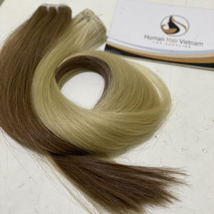 Venta al por mayor de fábrica grado 12A doble de la trama del pelo #6 y 60 seda de Color hueso recto cutícula alineada pelo - Product Image 3