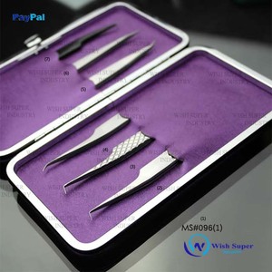 Pince à épiler Wish Super Industry en acier inoxydable de précision, antistatique, durable, pointe lisse/dentelée, 5 couleurs pour cils - Product Image 3