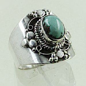 แหวนหินอัญมณีเทอร์ควอยซ์สไตล์ราชวงศ์คลาสสิกสีเงินสเตอร์ลิง925ส่งตรงจากอินเดียสำหรับงานแต่งงานงานวันครบรอบ - Product Image 2