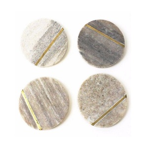 Set of 6 Marble And MOP <b>Work</b> <b>Cup</b> Coasters Classic Design Round Shape <b>Cup</b> Glass Coasters <b>For</b> Home Office Use - Product Image 5