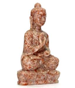 Statue de Bouddha méditant en pierre de soleil sculptée, figurine tibétaine en pierre précieuse, sculpture religieuse, bouddhisme, Inde, 3''-7'' - Product Image 2