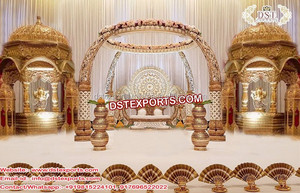 Mandap redondo tallado de fibra para boda, conjunto de Mandap dorado de diseño, de Cachemira, para boda, Alemania, nuevo - Product Image 3