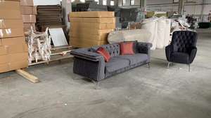 Ensemble de canapés matelassés design d'intérieur moderne de Dubaï décoration de salon - Product Image 3