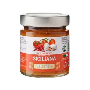 Made in Italy salzige Sauce konservierte Lebensmittel 190g Glas Glas sonnen getrocknete Tomaten sizilia nisches Pesto für Gewürze