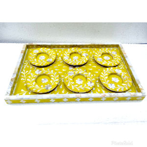 Bandeja de servicio de ratán hecha a mano de alta calidad, variedad de incrustaciones de perlas Madre, platos decorativos de estilo Animal de Ramadán, bandeja pulida - Product Image 3