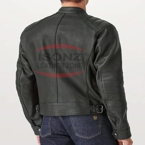 Men's Cow Skin Leather Winter <b>Jacket</b> with Stand Collar Fashionable Design - Product Image 2