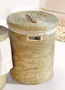 Whism — panier en jonc naturel tissé à la main, avec couvercle, pour le rangement et l'espace, fabriqué au Vietnam - Product Image 3