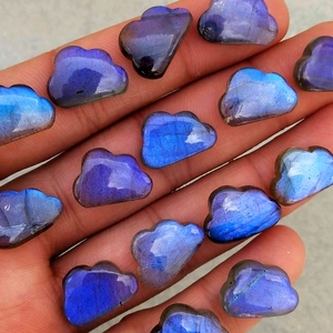 Wholesale Labradorite Druzy Slice Crystal Carving | Custom Glass Cabochon <b>Shell</b> Mala Beads <b>Bracelet</b> Purple Labradorite Gemstone - Product Image 4