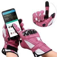 Gants de moto en cuir pour hommes, respirants, avec protection en fibre de carbone, compatibles écran tactile, coupe-vent, pour sports de plein air décontractés - Grande Vente
