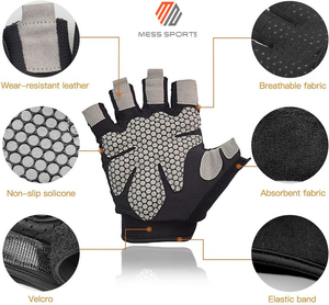 Half Finger Gym Fitness Gloves Mesh Breathable Non Slip Adjustable Wrist <b>Strap</b> For Training Weight Lifting Unisex - Product Image 4