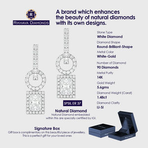 2022 nueva moda hecha a mano pura 14K oro blanco pendientes de diamantes comprar a bajo precio - Product Image 4