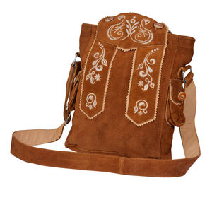Bolso de mano de cuero de gamuza auténtica alemán tradicional bávaro Oktoberfest Trachten Lederhosen Dirndl con cierre de cremallera con patrón de logotipo - Product Image 4