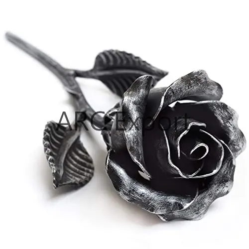 Rosa decorativa de Metal de grafito y flor, rosa y flor hecha a mano