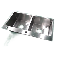 Évier de cuisine double en acier inoxydable 304 de haute qualité, fait main, design moderne, avec siphon, garantie 5 ans, fabriqué au Vietnam