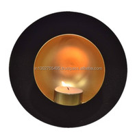 Porte-bougie chauffe-plat en fer moderne fait main avec revêtement en feuille d'or, pour décoration intérieure, Noël, barbecue, fête, marque IHA, modèle