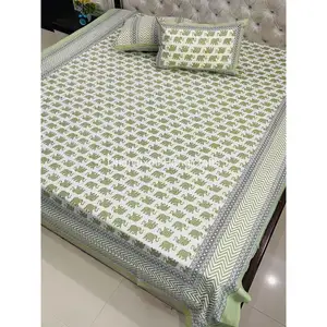 Bettwäsche Bettlaken Baumwolle Bett größe Jaipuri Elephant Design Hand Block Print Bettdecke Set Großhandel hand gefertigte indische Bettlaken