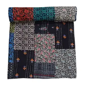 Индийское Хлопковое одеяло ручной работы, покрывало, домашнее декоративное покрывало для кровати, постельное белье, лоскутное одеяло Kantha