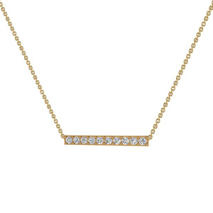 Collar de Barra Horizontal Pequeña de Oro Sólido de 18k con Diamante Natural, Estilo Bohemio, Certificado IGI, Joyería Fina Gemco International - Product Image 1