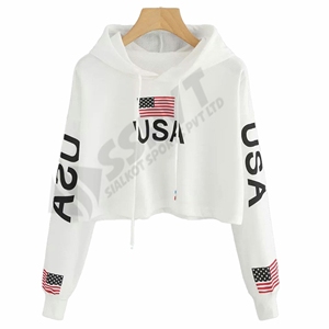 Sudadera con capucha para mujer, con estampado de bandera americana, Tops cortos, Jersey, Top - Product Image 5