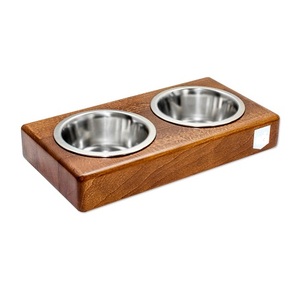 Pet Bowl with Wooden Stand - Product Image 1