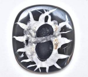 Septaria พลอยคาโบชองใหญ่สีดำใยแมงมุม,พลอยใสใยแมงมุมพลอยแอสไปเดอร์พลอยสีม่วงแดง - Product Image 2