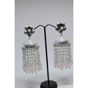 ต่างหูแบบห่วงทองเหลืองต่างหูยาวมีสีเงินสำหรับผู้หญิงและผู้หญิง - Product Image 1