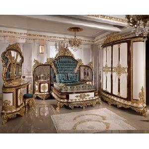 หรูหราแกะสลักพระราชวิลล่าชุดเฟอร์นิเจอร์ห้องนอนพรีเมี่ยมสไตล์พระราชหรูหราเตียงและห้องนอนชุดเฟอร์นิเจอร์ซื้อไม้แกะสลักห้องนอน - Product Image 1