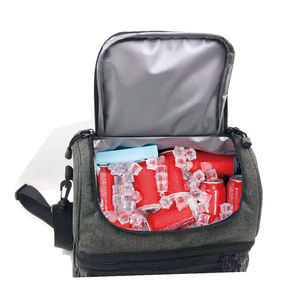 Sac à déjeuner isotherme double couche imperméable pour l'extérieur avec poignée, motif géométrique, en polyester et feuille d'aluminium - Product Image 2