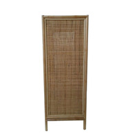Armoire en rotin naturel moderne Bastian avec étagères de rangement 90x45x120cm pour salon, salle à manger et salle de bain