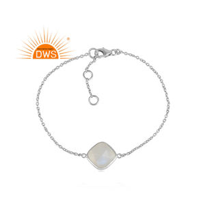 925ปรับเงินสเตอร์ลิงธรรมชาติรุ้งดวงจันทร์หินพลอยสร้อยข้อมือสำหรับผู้หญิงเครื่องประดับผู้ผลิต - Product Image 1